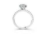 White gold Round Cut Diamond Solitaire Ring with Round with Moissanite side stone Pavé Band and Four-Prong Setting_15