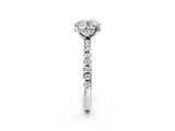 White gold Round Cut Diamond Solitaire Ring with Round with Moissanite side stone Pavé Band and Four-Prong Setting_38