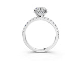 White gold Round Cut Diamond Solitaire Ring with Round with Moissanite side stone Pavé Band and Four-Prong Setting_39