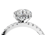 White gold Round Cut Diamond Solitaire Ring with Round with Moissanite side stone Pavé Band and Four-Prong Setting_40