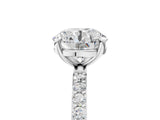 White gold Round Cut Diamond Solitaire Ring with Round with Moissanite side stone Pavé Band and Prong Setting_5