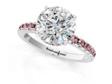 White gold Round Cut Diamond Solitaire Ring with Round with Morganite side stone Pavé Band and Four-Prong Setting_13