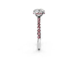 White gold Round Cut Diamond Solitaire Ring with Round with Morganite side stone Pavé Band and Four-Prong Setting_14