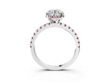 White gold Round Cut Diamond Solitaire Ring with Round with Morganite side stone Pavé Band and Four-Prong Setting_15