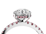 White gold Round Cut Diamond Solitaire Ring with Round with Morganite side stone Pavé Band and Four-Prong Setting_16