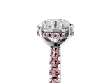 White gold Round Cut Diamond Solitaire Ring with Round with Morganite side stone Pavé Band and Four-Prong Setting_17