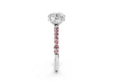 White gold Round Cut Diamond Solitaire Ring with Round with Morganite side stone Pavé Band and Prong Setting_2