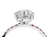 White gold Round Cut Diamond Solitaire Ring with Round with Morganite side stone Pavé Band and Prong Setting_4