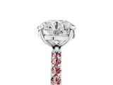 White gold Round Cut Diamond Solitaire Ring with Round with Morganite side stone Pavé Band and Prong Setting_5