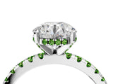 White gold Round Cut Diamond Solitaire Ring with Round with Peridot side stone Pavé Band and Four-Prong Setting_4