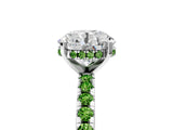 White gold Round Cut Diamond Solitaire Ring with Round with Peridot side stone Pavé Band and Four-Prong Setting_5