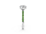 White gold Round Cut Diamond Solitaire Ring with Round with Peridot side stone Pavé Band and Prong Setting_32