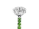 White gold Round Cut Diamond Solitaire Ring with Round with Peridot side stone Pavé Band and Prong Setting_59