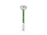 White gold Round Cut Diamond Solitaire Ring with Round with Peridot side stone Pavé Band and Prong Setting_62