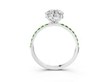 White gold Round Cut Diamond Solitaire Ring with Round with Peridot side stone Pavé Band and Prong Setting_75