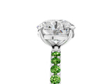White gold Round Cut Diamond Solitaire Ring with Round with Peridot side stone Pavé Band and Prong Setting_77