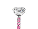 White gold Round Cut Diamond Solitaire Ring with Round with Pink Sapphire side stone Pavé Band and Prong Setting_5