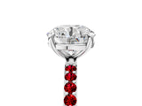 White gold Round Cut Diamond Solitaire Ring with Round with Ruby side stone Pavé Band and Prong Setting_29