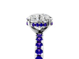 White gold Round Cut Diamond Solitaire Ring with Round with Tanzanite side stone Pavé Band and Four-Prong Setting_149