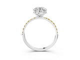 White gold Round Cut Diamond Solitaire Ring with Round with Yellow Sapphire side stone Pavé Band and Prong Setting_39