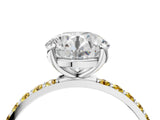White gold Round Cut Diamond Solitaire Ring with Round with Yellow Sapphire side stone Pavé Band and Prong Setting_40