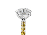 White gold Round Cut Diamond Solitaire Ring with Round with Yellow Sapphire side stone Pavé Band and Prong Setting_41