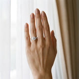 White gold Round Cut Diamond Solitaire Ring with Shared Prong Pavé Band and Four-Prong Setting_124