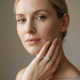 White gold Round Cut Diamond Solitaire Ring with Shared Prong Pavé Band and Four-Prong Setting_125