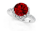 White gold Round Cut Diamond Solitaire Ring with Shared Prong Pavé Band_1