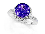 White gold Round Cut Diamond Solitaire Ring with Shared Prong Pavé Band_1