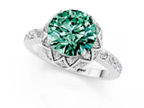 White gold Round Cut Diamond Solitaire Ring with Shared Prong Pavé Band_1