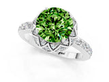 White gold Round Cut Diamond Solitaire Ring with Shared Prong Pavé Band_1