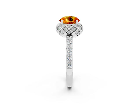 White gold Round Cut Diamond Solitaire Ring with Shared Prong Pavé Band_2
