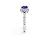 White gold Round Cut Diamond Solitaire Ring with Shared Prong Pavé Band_2