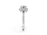 White gold Round Cut Diamond Solitaire Ring with Shared Prong Pavé Band_2