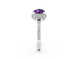 White gold Round Cut Diamond Solitaire Ring with Shared Prong Pavé Band_2