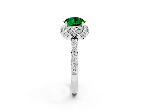 White gold Round Cut Diamond Solitaire Ring with Shared Prong Pavé Band_2