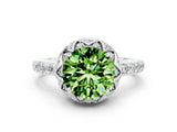 White gold Round Cut Diamond Solitaire Ring with Shared Prong Pavé Band