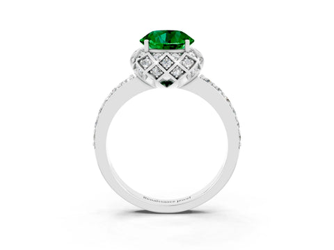 White gold Round Cut Diamond Solitaire Ring with Shared Prong Pavé Band_3