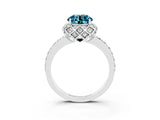 White gold Round Cut Diamond Solitaire Ring with Shared Prong Pavé Band_3