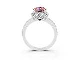 White gold Round Cut Diamond Solitaire Ring with Shared Prong Pavé Band_3
