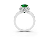 White gold Round Cut Diamond Solitaire Ring with Shared Prong Pavé Band_3