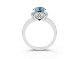 White gold Round Cut Diamond Solitaire Ring with Shared Prong Pavé Band_3