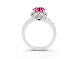White gold Round Cut Diamond Solitaire Ring with Shared Prong Pavé Band_3