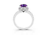 White gold Round Cut Diamond Solitaire Ring with Shared Prong Pavé Band_3