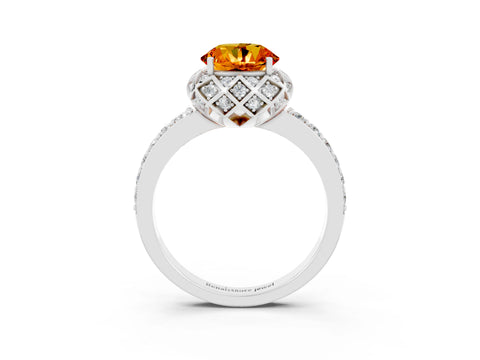 White gold Round Cut Diamond Solitaire Ring with Shared Prong Pavé Band_3