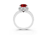 White gold Round Cut Diamond Solitaire Ring with Shared Prong Pavé Band_3
