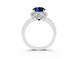 White gold Round Cut Diamond Solitaire Ring with Shared Prong Pavé Band_3