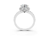 White gold Round Cut Diamond Solitaire Ring with Shared Prong Pavé Band_3