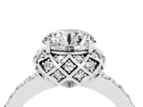 White gold Round Cut Diamond Solitaire Ring with Shared Prong Pavé Band_4